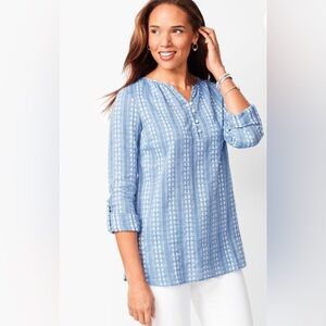TALBOTS EMBROIDERED POPOVER TOP